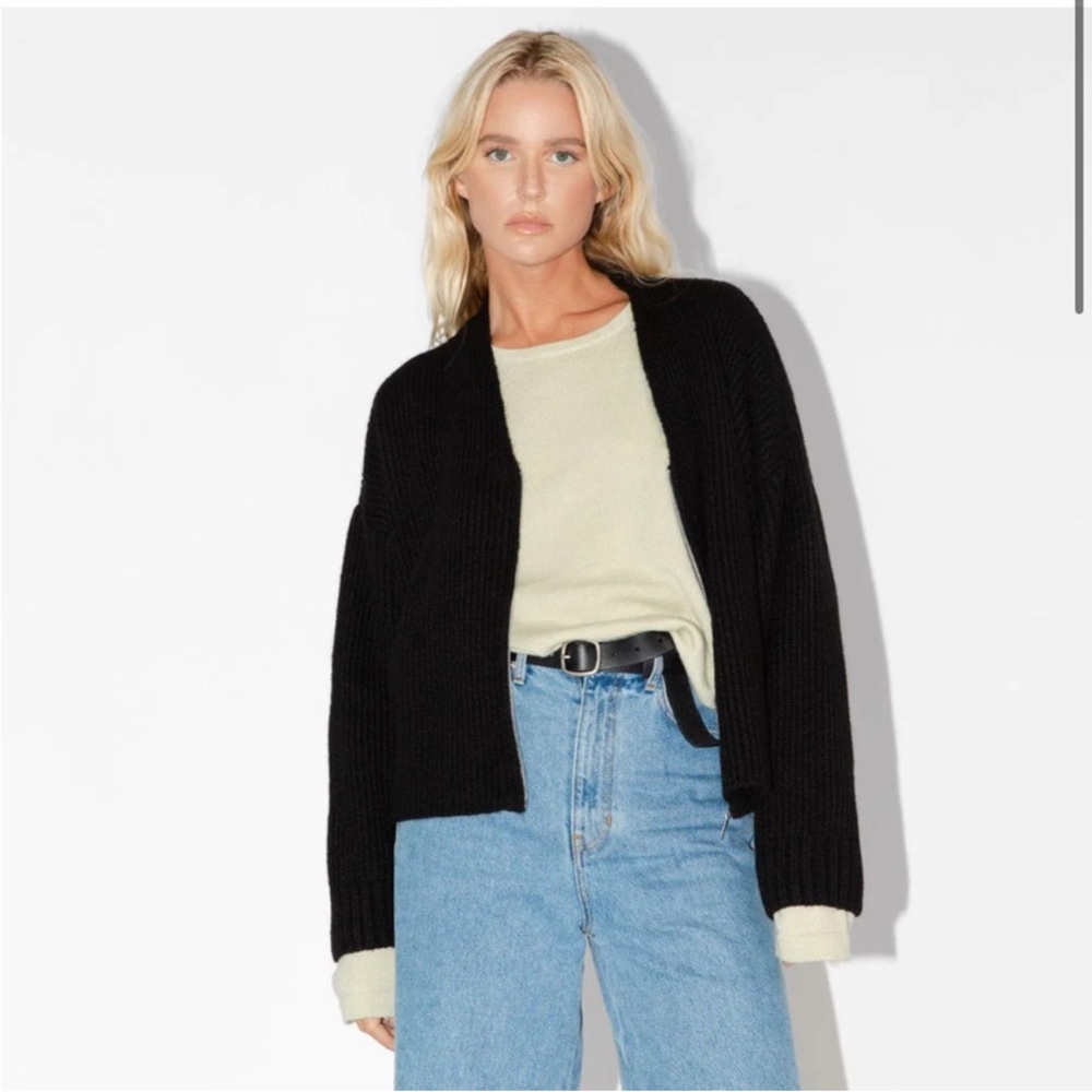 James Street Co Black Luxe Mohair Fran Cardigan size M
